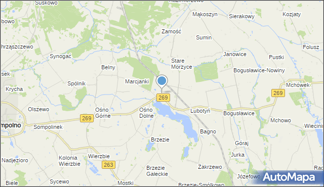 mapa Lubotyń Poduchowny, Lubotyń Poduchowny na mapie Targeo